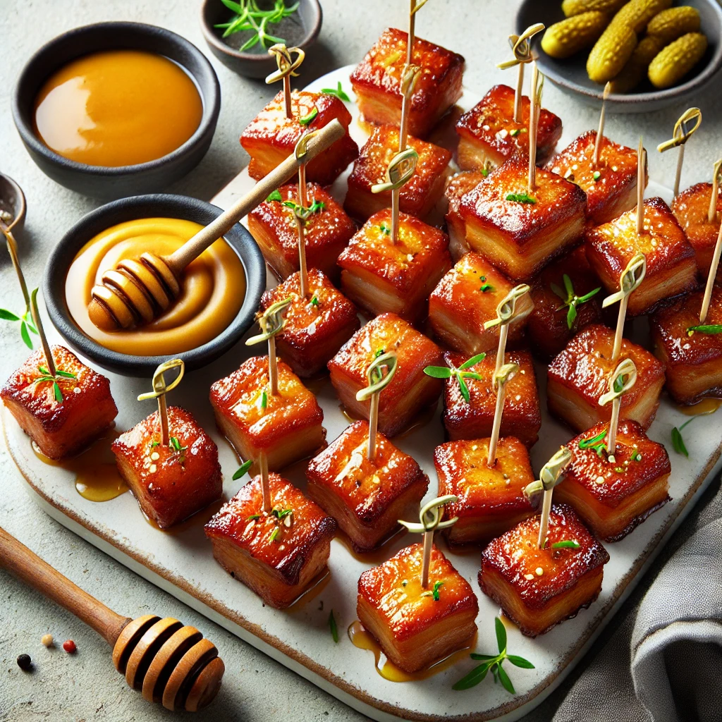 You are currently viewing Upgrade Your Appetizer Game with Pork Belly Bites and Honey Mustard Glaze