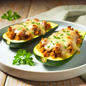 ground chicken and zucchini boats