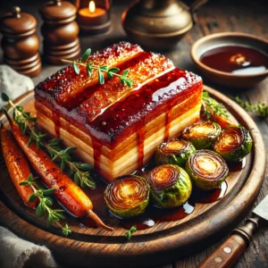 slow-cooked pork belly with apple cider glaze